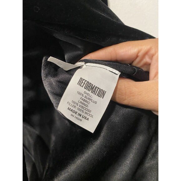 Reformation Black Velvet Cropped Bolero Jacket Open Front Whimsigoth Sz XS - Picture 5 of 8